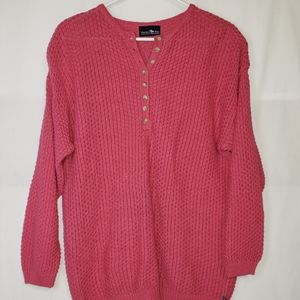 Hunters Run Vintage Sweater Long Sleeve Pink Shoulder Pads Womens Size L